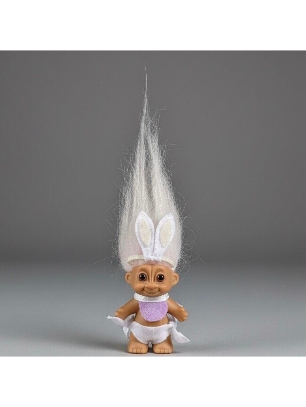 Vintage 1989 Russ Troll Doll Easter Bunny White Hair Costume 5" Item 18399